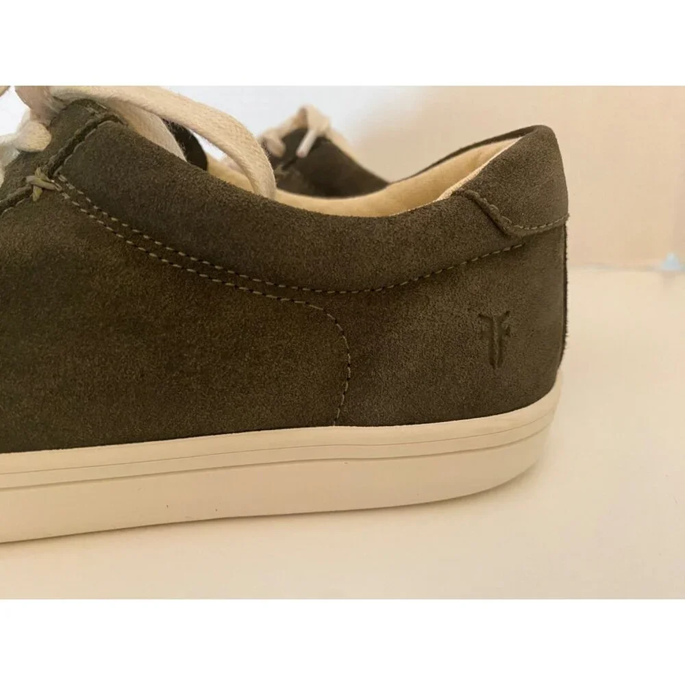 Frye Kerry Suede Sneakers Women 8.5 Fatigue Green Low Top Comfort Trainers Shoes